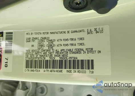 2023 Toyota Tacoma Sr из США, поврежденный, VIN 3TYAX5GN7PT079130